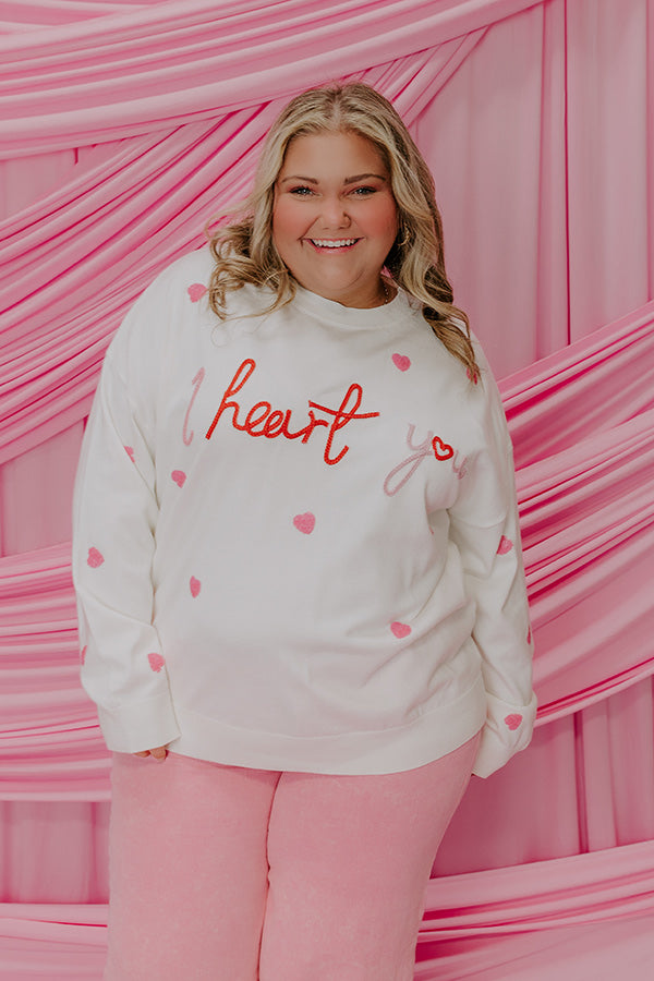 I Heart You Embroidered Sweater Curves Image - 3