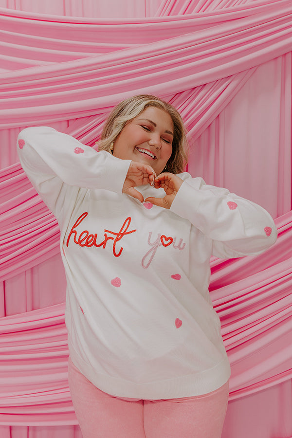 I Heart You Embroidered Sweater Curves Image - 1