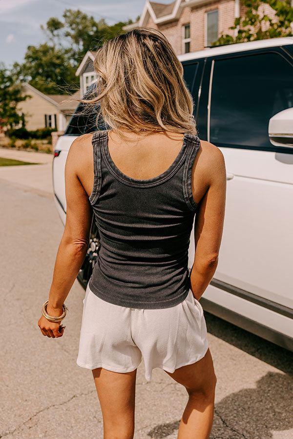 Summer Basic Ribbed Reversible Tank in Vintage Black Image - 4
