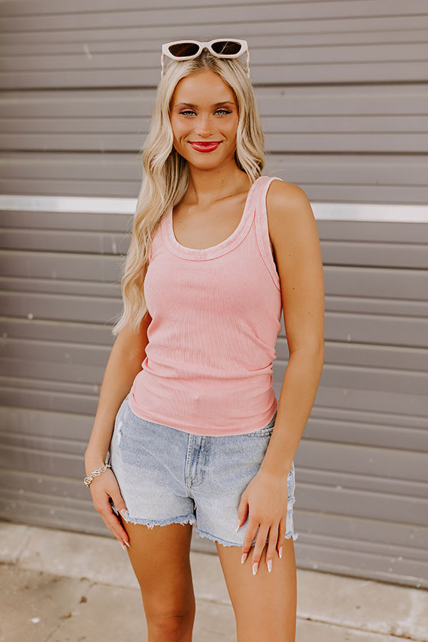 Summer Basic Ribbed Reversible Tank in Pink Image - 1