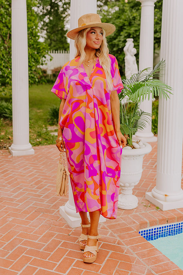Beachy Days Caftan Midi in Pink Image - 1