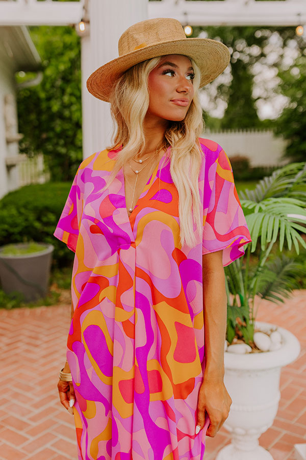 Beachy Days Caftan Midi in Pink Image - 2