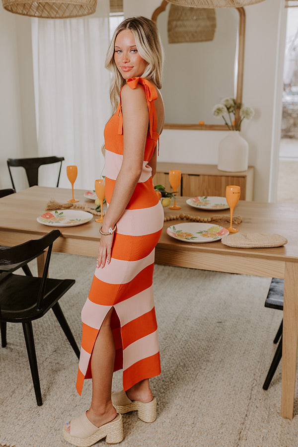 Sunkist Moment Knit Maxi Dress in Orange Image - 3