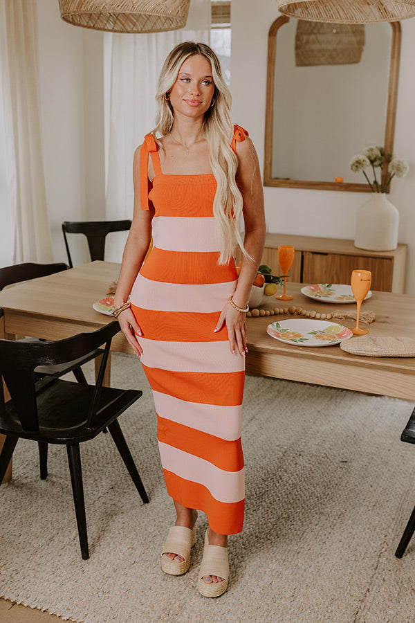 Sunkist Moment Knit Maxi Dress in Orange Image - 1