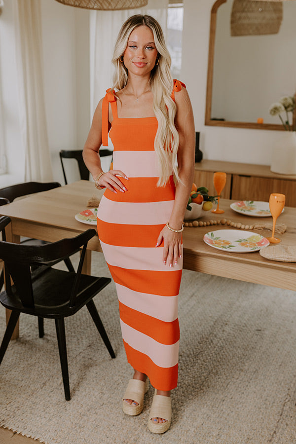 Sunkist Moment Knit Maxi Dress in Orange Image - 4