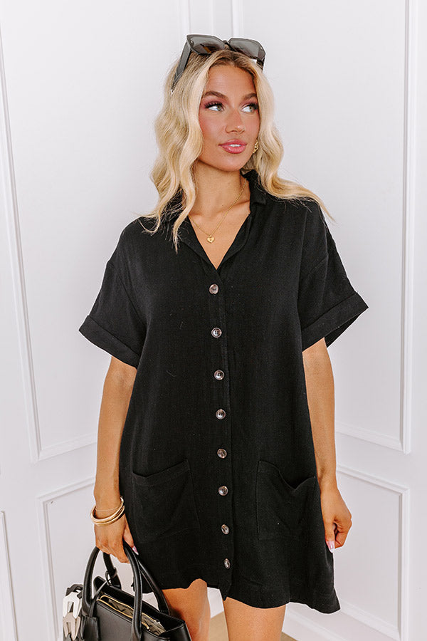 St. Lucia Bound Linen-Blend Mini Dress in Black Image - 1