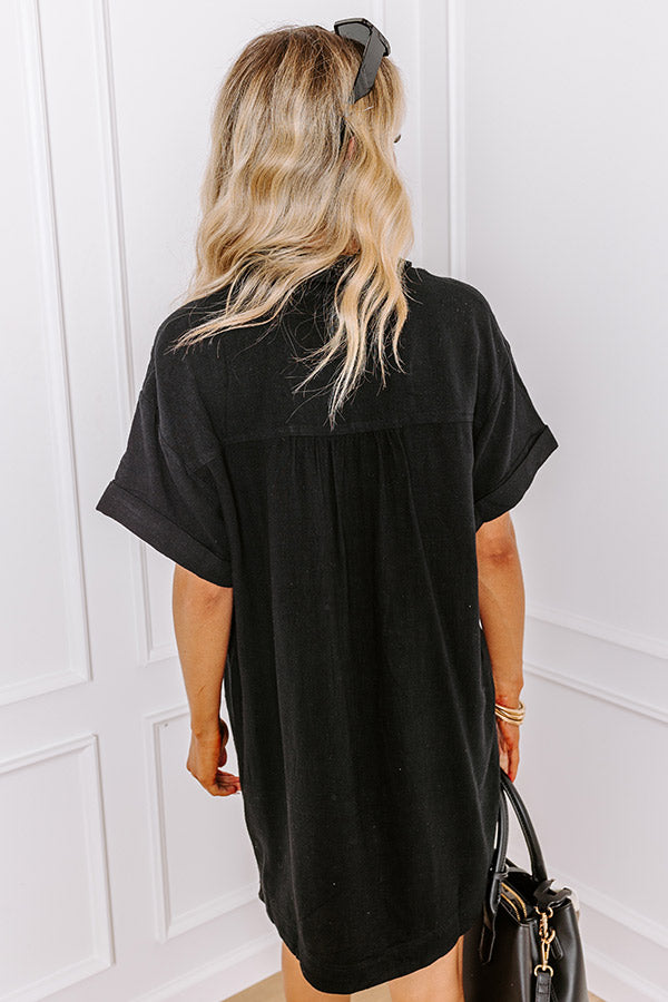 St. Lucia Bound Linen-Blend Mini Dress in Black Image - 3