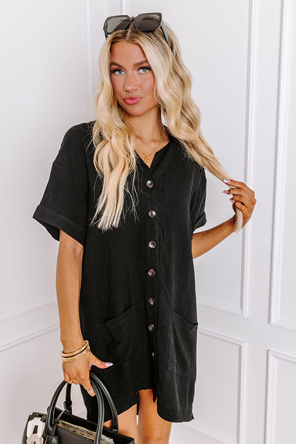 St. Lucia Bound Linen-Blend Mini Dress in Black Image - 4