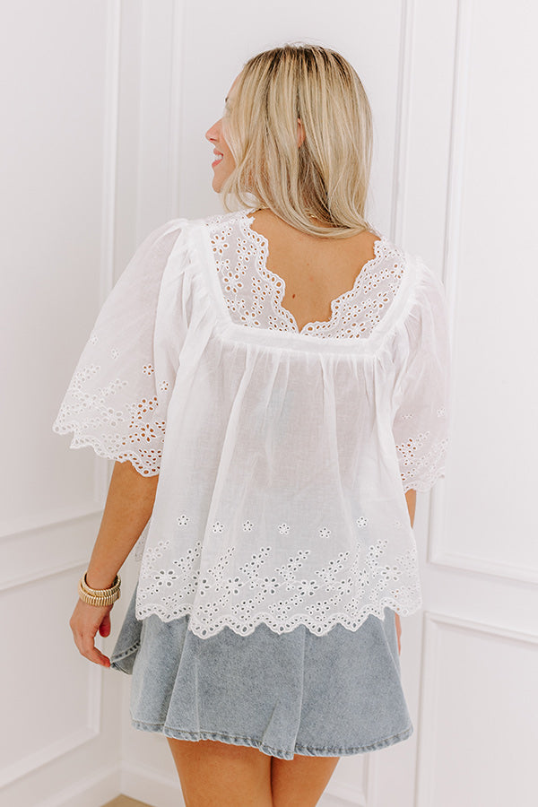 Sun-kissed Serenade Eyelet Top in White Image - 3