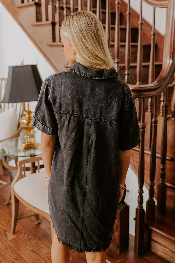 Backyard BBQ Chambray Mini Dress in Vintage Black Image - 4