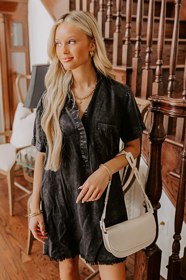 Backyard BBQ Chambray Mini Dress in Vintage Black Image - 1