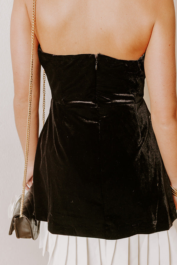 Midnight Rendezvous Velvet Mini Dress Image - 5