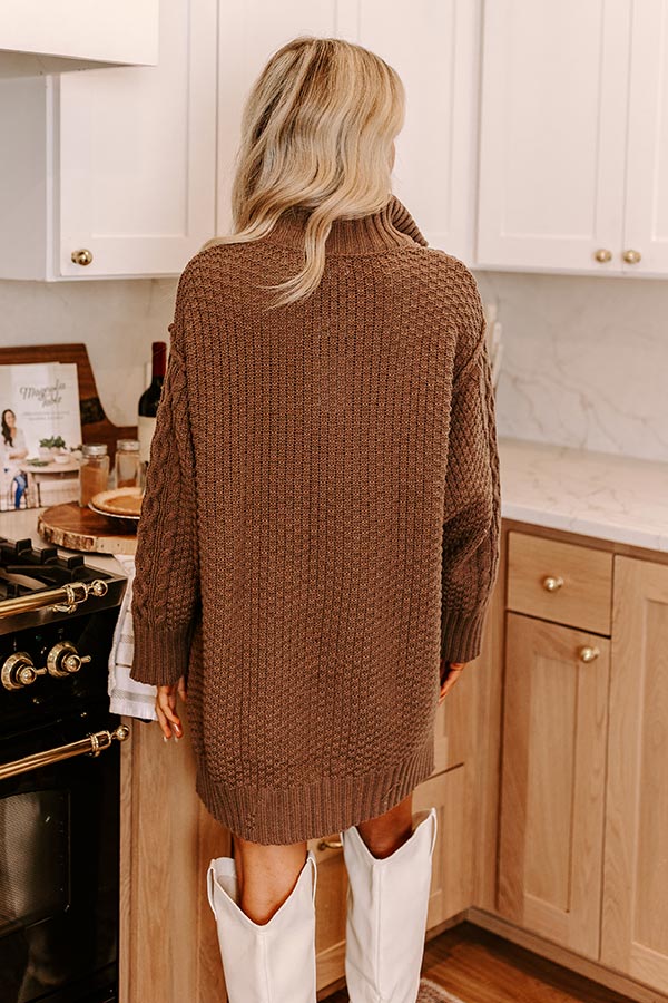 Pumpkin Kisses Cable Knit Sweater Dress in Espresso Image - 4