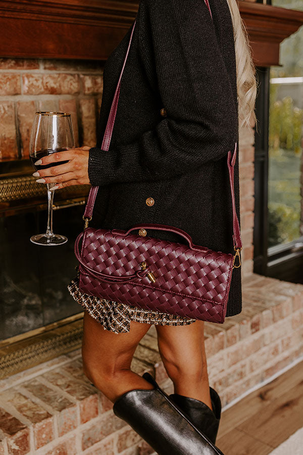 Exclusive Party Faux Leather Woven Purse in Windsor Wine Image - 1