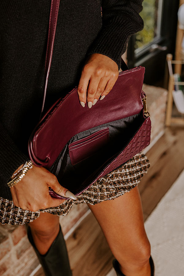 Exclusive Party Faux Leather Woven Purse in Windsor Wine Image - 3