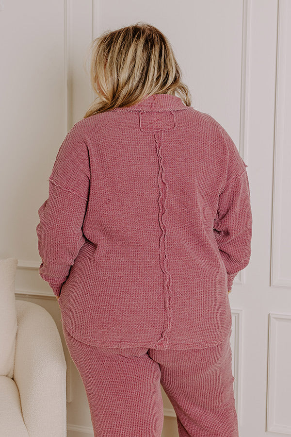 Cozy Haven Vintage Wash Knit Top in Sangria Curves Image - 3