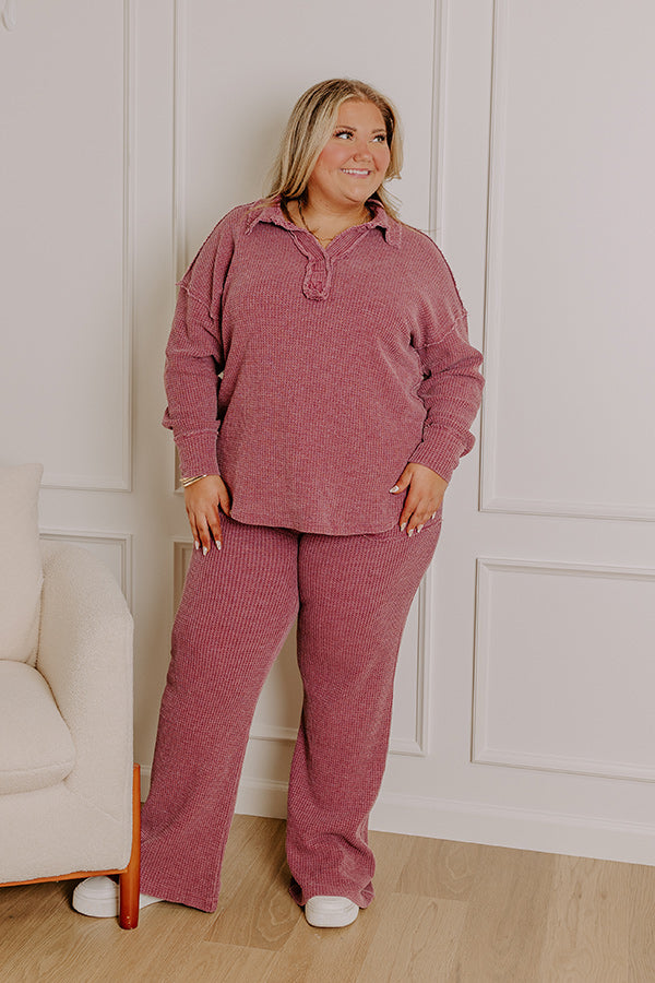 Cozy Haven Vintage Wash Knit Top in Sangria Curves Image - 4