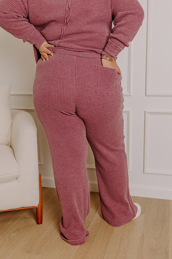 Cozy Haven High Waist Vintage Wash Knit Pants in Sangria Curves Image - 2