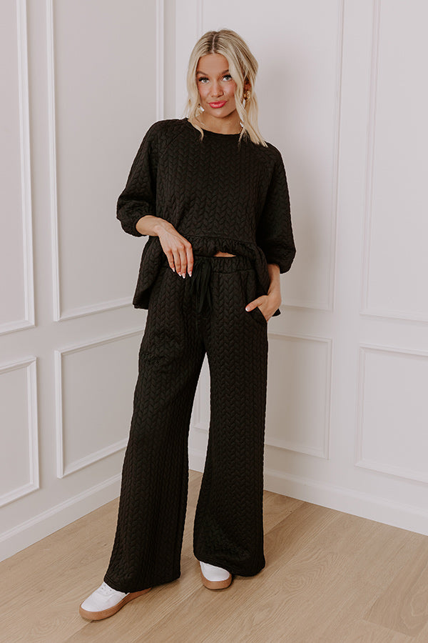 Chic A La Mode High Waist Knit Pants in Black Image - 1