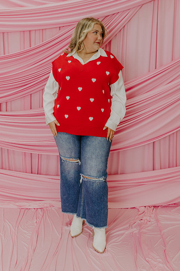Hugs And Kisses Vest Top in Red Curves Image - 2