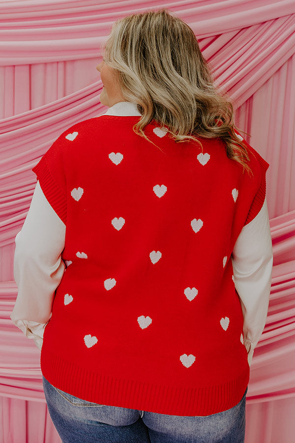Hugs And Kisses Vest Top in Red Curves Image - 4