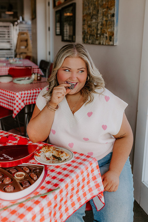 Hugs And Kisses Vest Top in Cream Curves Image - 1