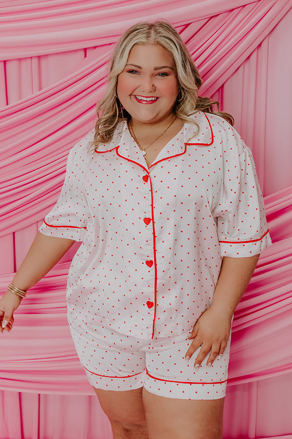 Stolen Hearts Satin Pajama Top Curves Image - 2