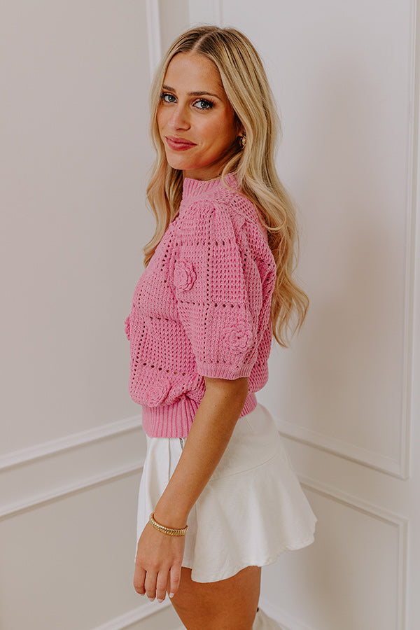 Smiles and Sunshine Knit Top in Pink Image - 5