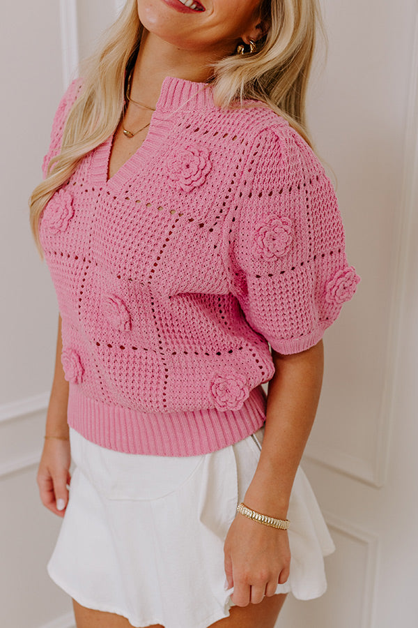 Smiles and Sunshine Knit Top in Pink Image - 3