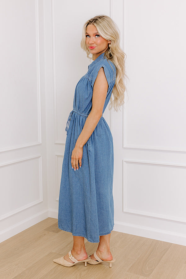 Honeysuckle Dreams Chambray Midi Dress Image - 3