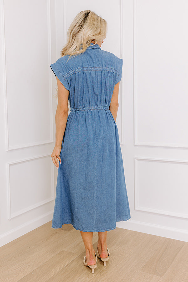 Honeysuckle Dreams Chambray Midi Dress Image - 4