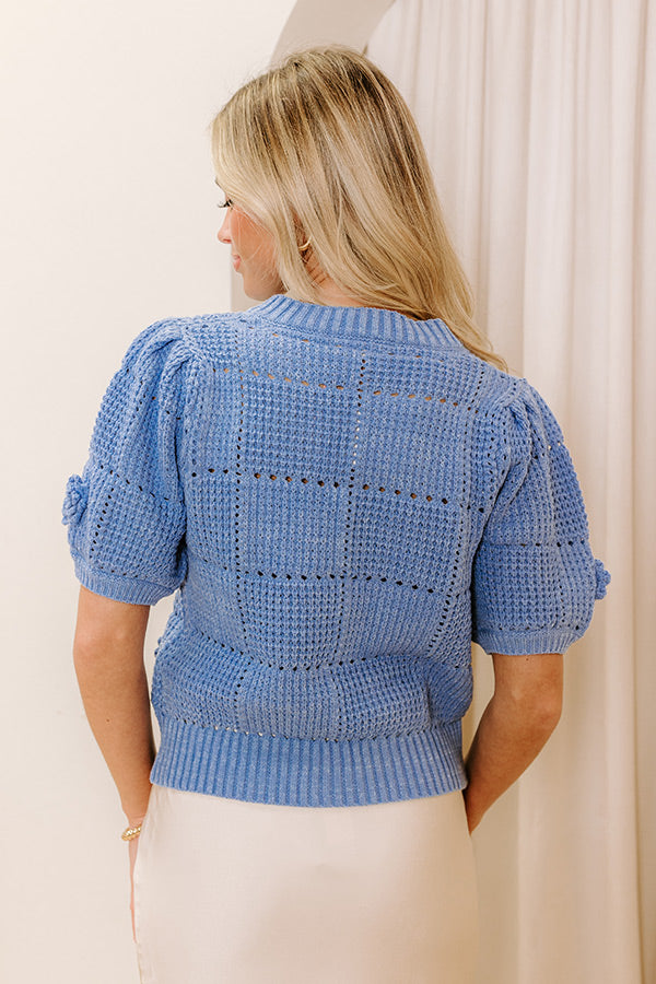 Smiles and Sunshine Knit Top in Sky Blue Image - 4