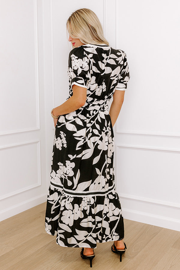 Whimsical Days Floral Midi Dress in Black Image - 3