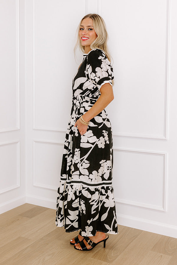 Whimsical Days Floral Midi Dress in Black Image - 4