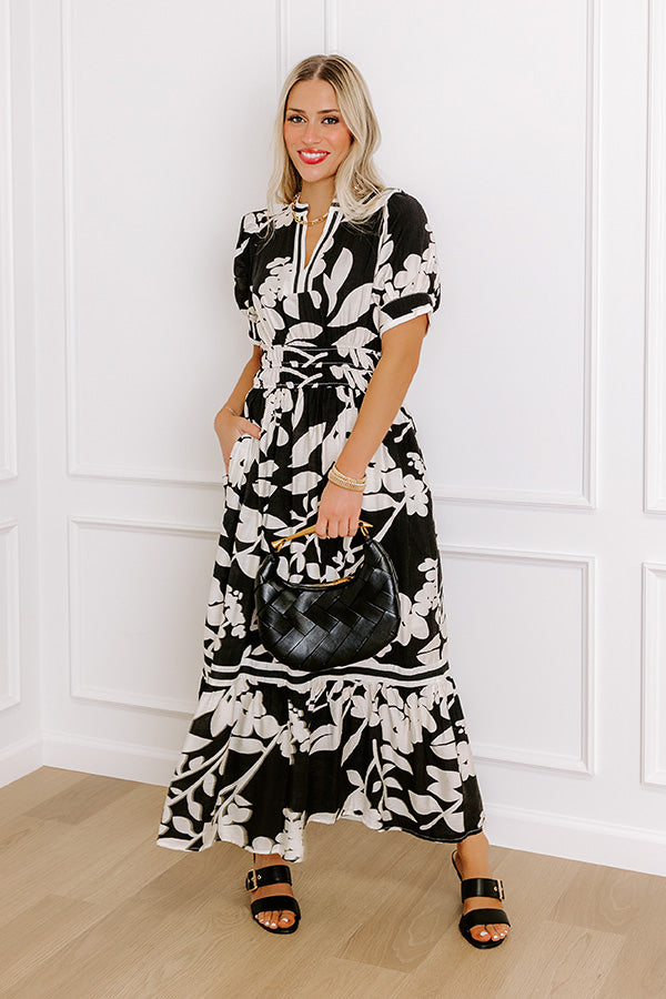 Whimsical Days Floral Midi Dress in Black Image - 2
