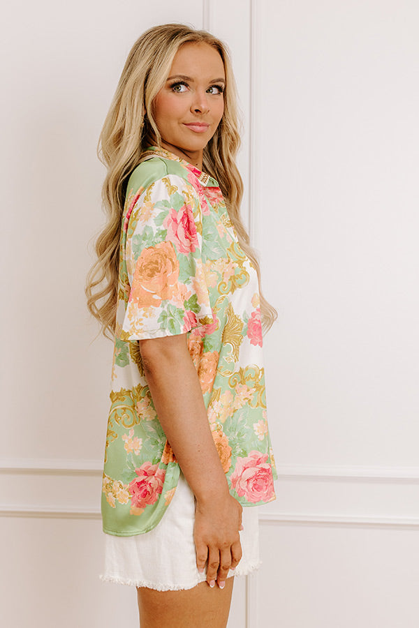 Garden Glam Satin Button Up Image - 4