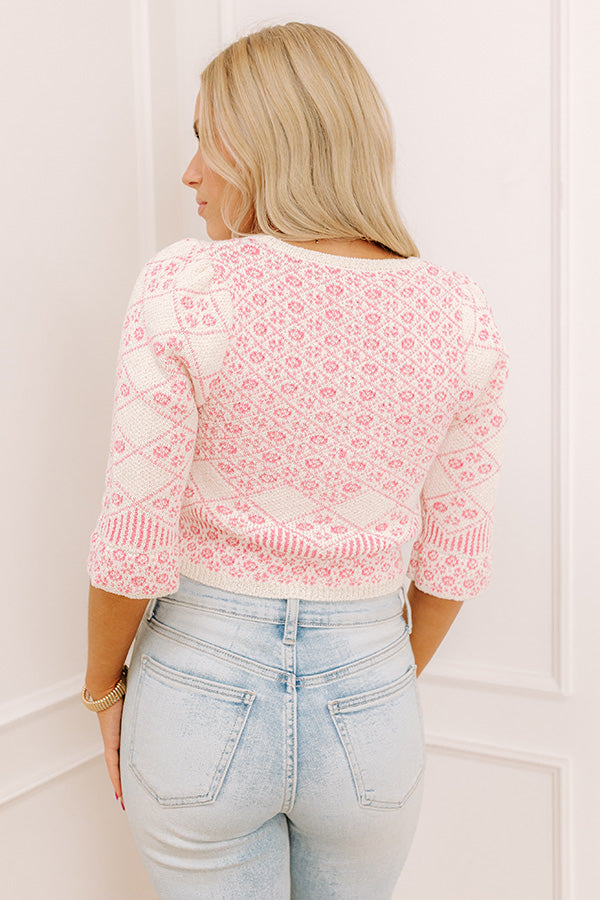 Charming Moment Knit Crop Top in Pink Image - 5
