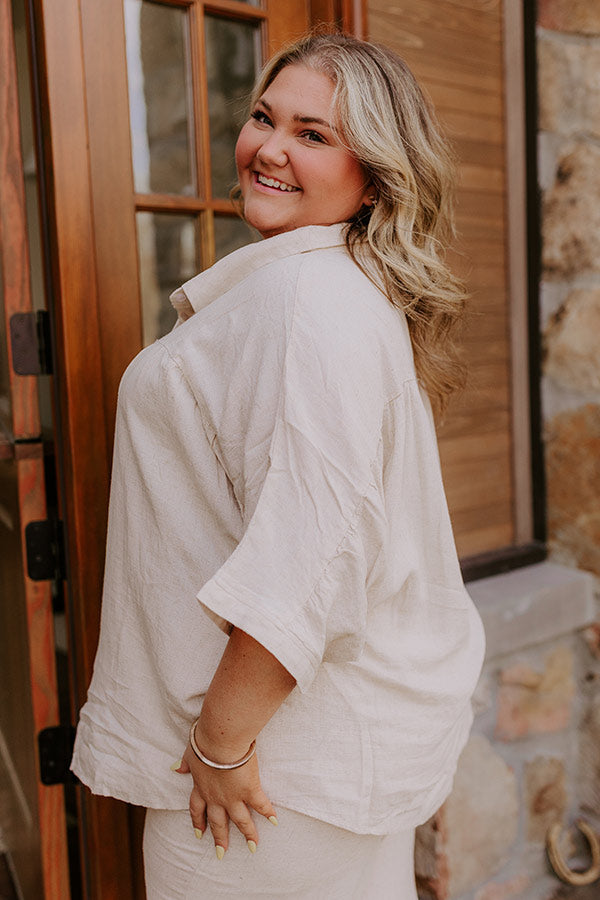 Coastal Town Linen-Blend Button Up Curves Image - 3