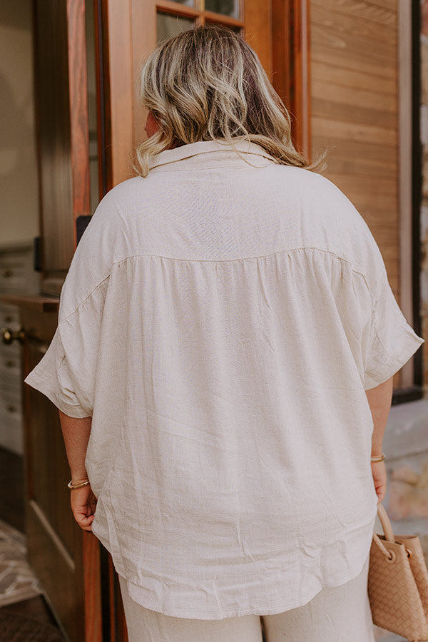 Coastal Town Linen-Blend Button Up Curves Image - 4