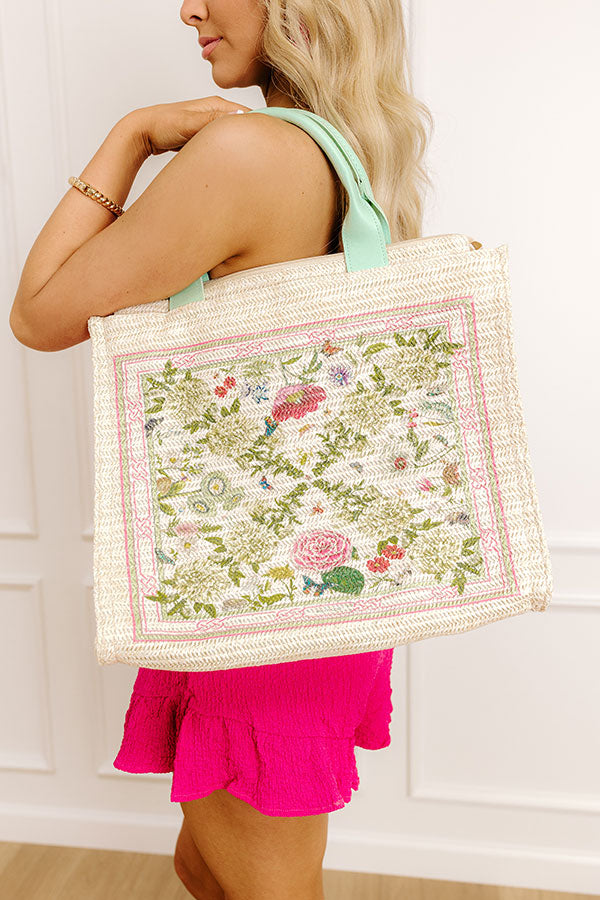 Garden Dreams Raffia Woven Tote Image - 1