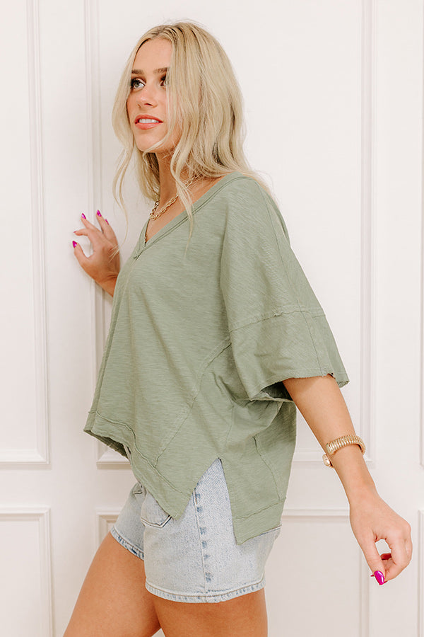 Keeping It Casual Heathered Tee in Sage Image - 3