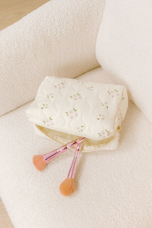 Quilted Keeper Cosmetic Bag in Floral Print Image - 1