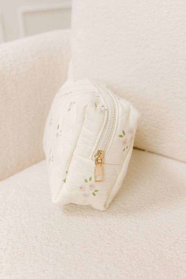 Quilted Keeper Cosmetic Bag in Floral Print Image - 2