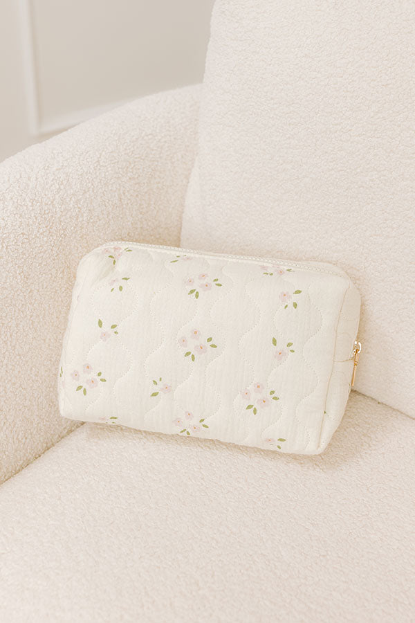 Quilted Keeper Cosmetic Bag in Floral Print Image - 3