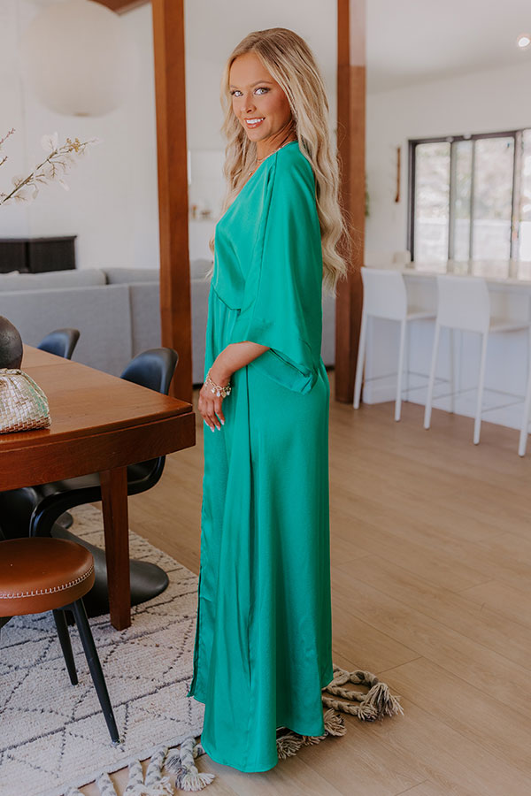 Grand Entrance Satin Maxi Dress in Green Image - 3