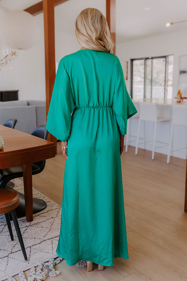 Grand Entrance Satin Maxi Dress in Green Image - 4