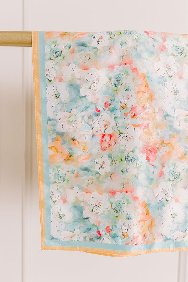 Fresh Blooms Satin Hair Scarf in Orange Image 1