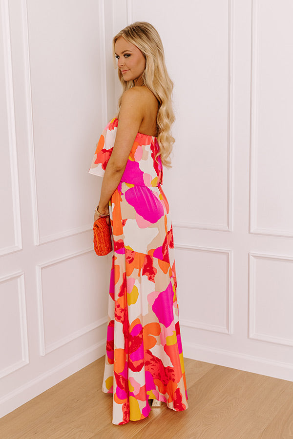 Cancun Cutie Strapless Maxi Dress in Coral Image - 4