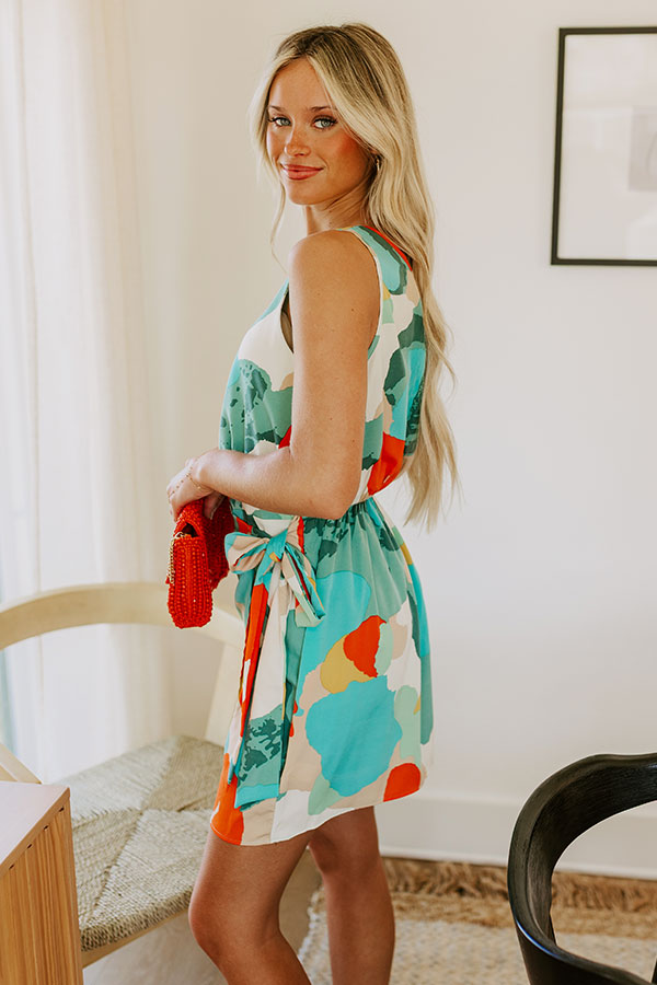 Baja Holiday One Shoulder Mini Dress in Turquoise Image 3