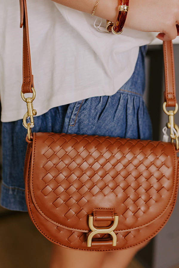 First Stop To Fabulous Faux Leather Woven Purse in Brown Image 3